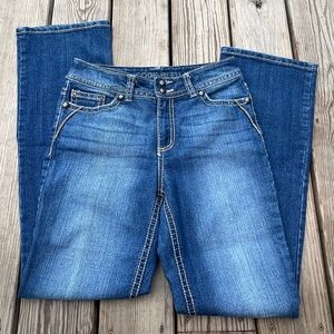code bleu | size 6/27 jeans | straight legged denim jeans | annette style